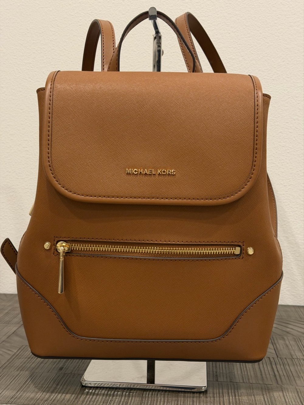 Michael Kors Saffiano Leather Backpack Luggage with Gold Hardware - Picture 2 of 8